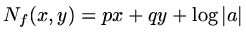 $ N_f(x,y)=px+qy+\log\vert a\vert$